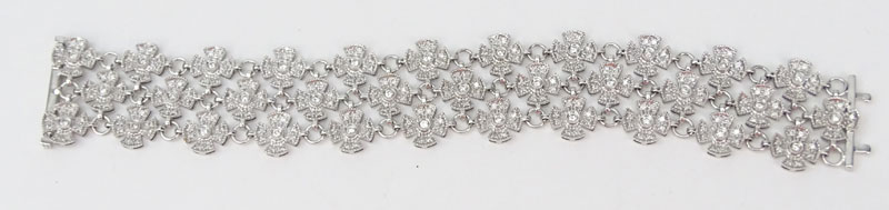 Approx. 3.87 Carat Diamond and 14 Karat White Gold Bracelet.