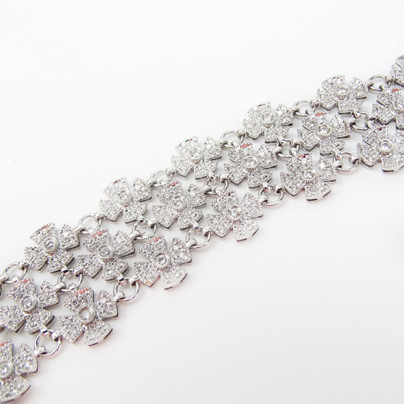 Approx. 3.87 Carat Diamond and 14 Karat White Gold Bracelet.