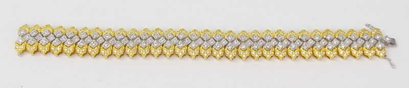 Approx. 3.75 Carat Round Brilliant Cut Diamond and 18 Karat Yellow and White Gold Link Bracelet.