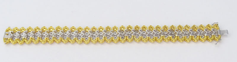 Approx. 3.75 Carat Round Brilliant Cut Diamond and 18 Karat Yellow and White Gold Link Bracelet.