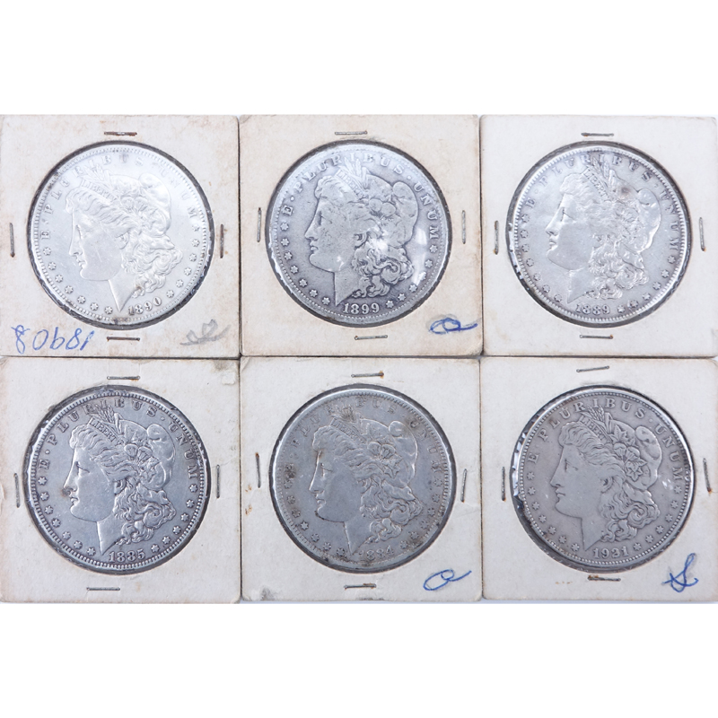 Collection of Six (6) Morgan Silver Dollars.