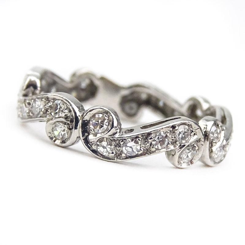 Vintage Approx. .75 Carat Diamond and Platinum Ring Band.