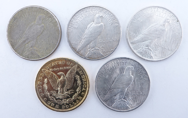 Collection of Five (5) U.S. Silver Dollars.