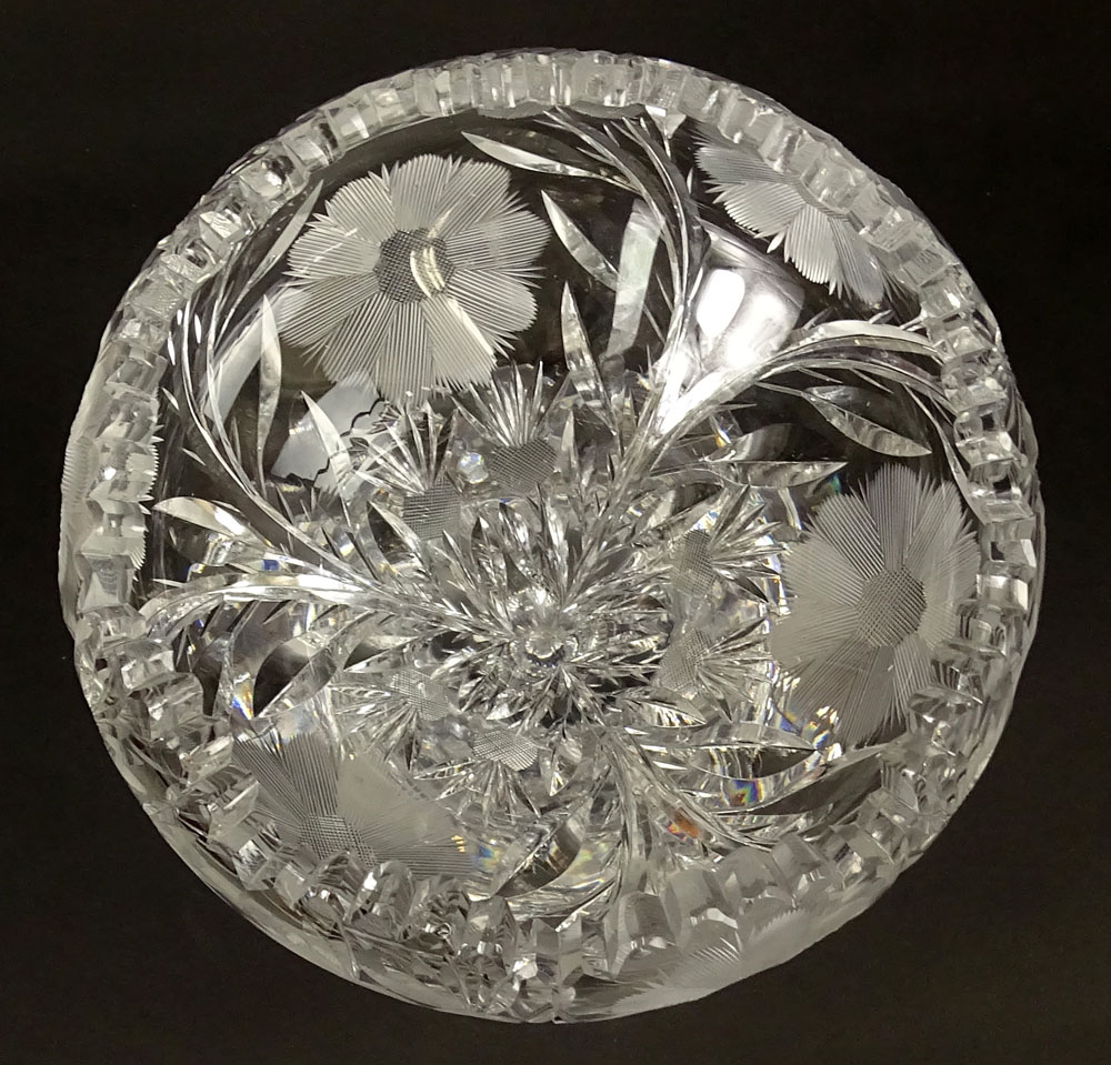 Antique American Brilliant Cut Glass Vase/Pedestal Bowl.