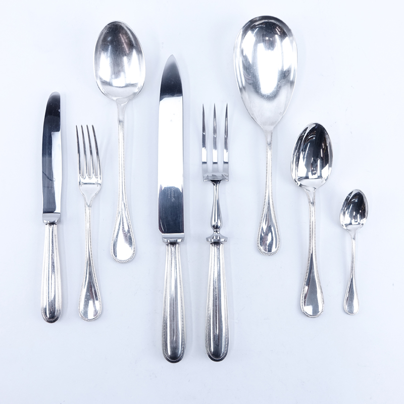 Forty-Nine (49) Pieces Christofle Perles Flatware Set.