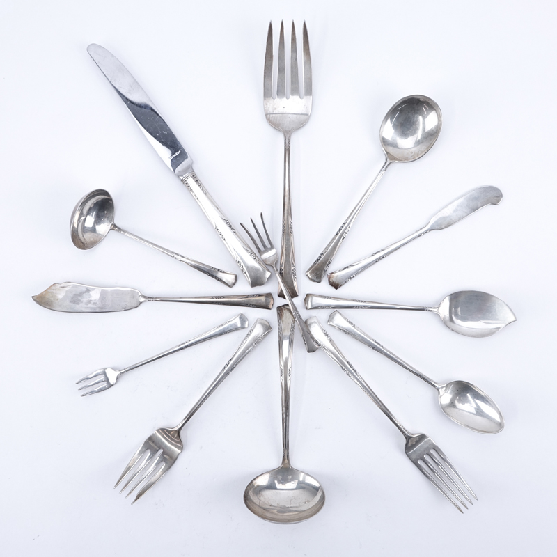 Ninety Nine (99) Pc. Gorham "Greenbrier" Sterling Silver Flatware.