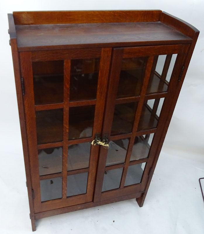 Early to Mid 20th Century L & J.G. Stickley Style Quarter Sawn Oak China Cabinet.