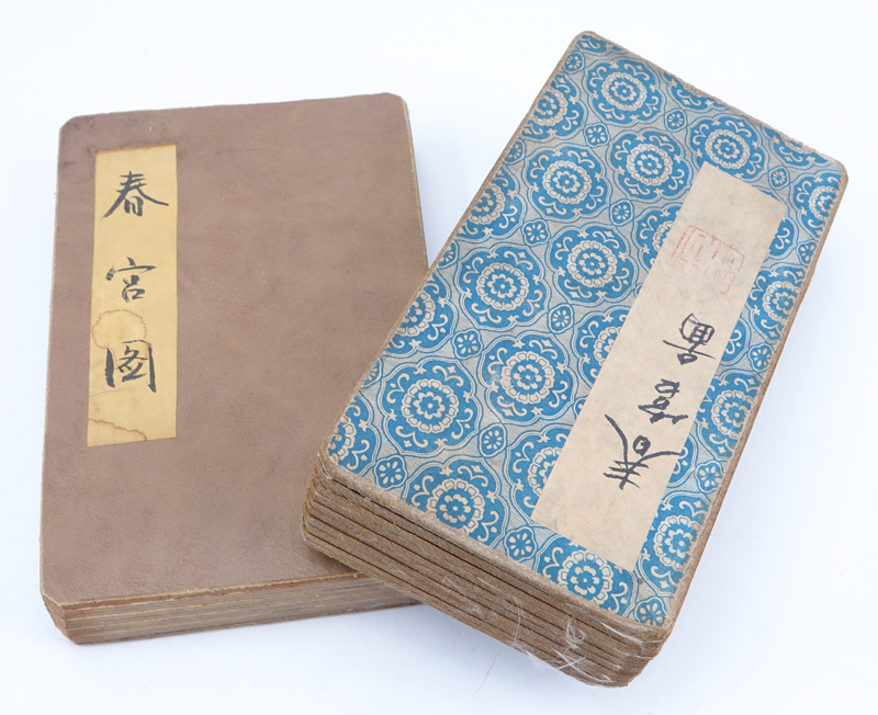 Two (2) Vintage Shunga Japanese Erotic Pillow Books.