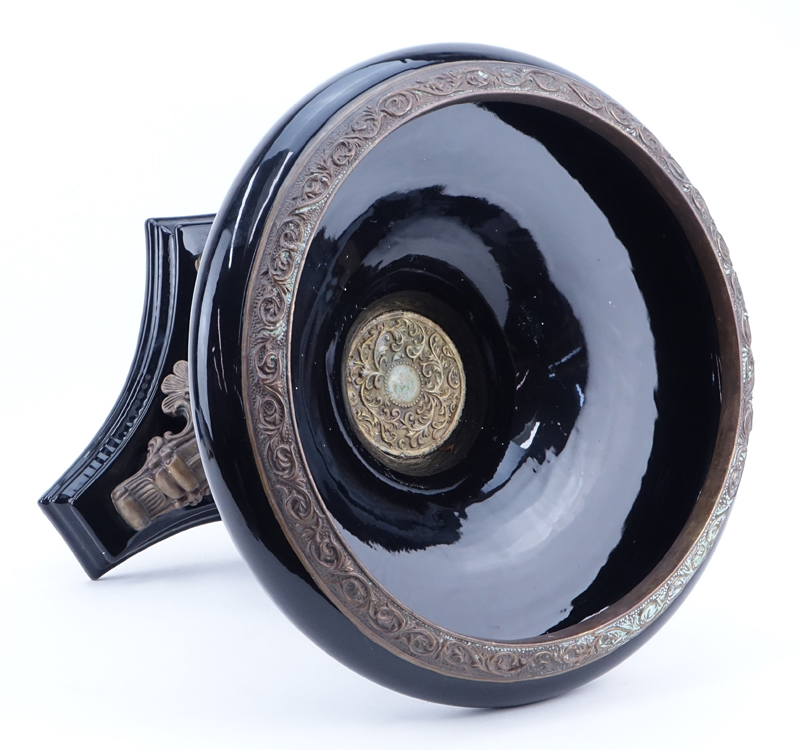 Large Modern Empire Style Bronze Mounted Porcelain Tazza.