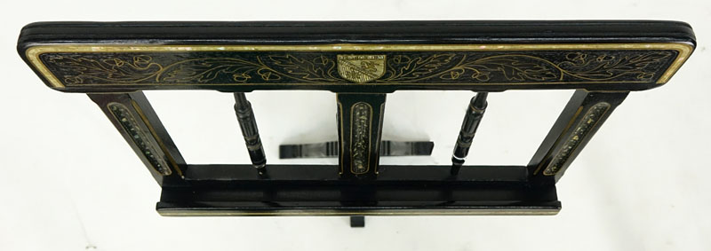 Antique Eastlake Style Mother of Pearl Inlaid and Gilt Painted Ebonized Music Stand.