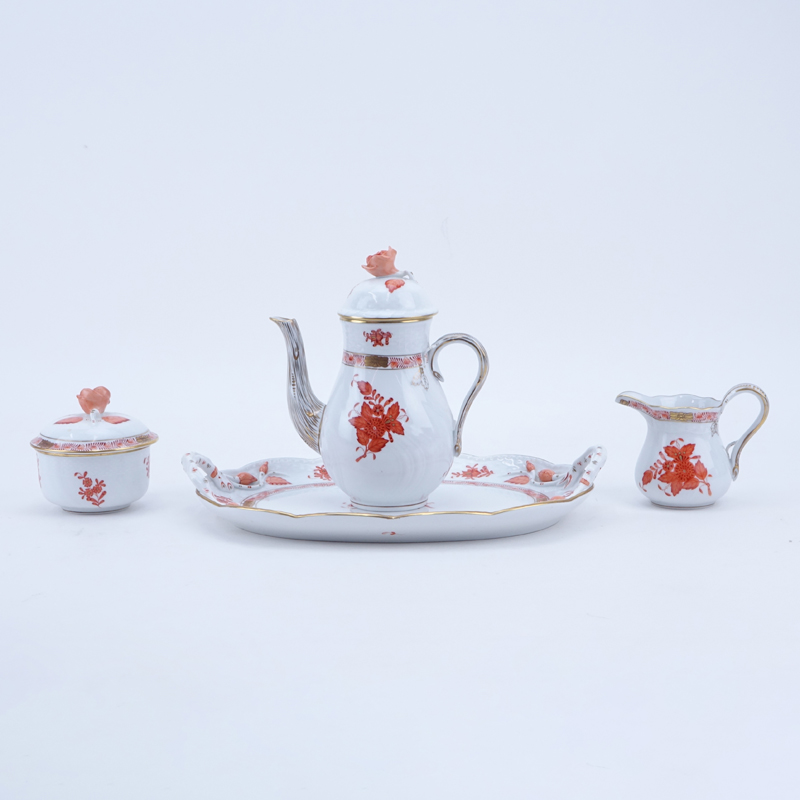 Four (4) Pc Herend Porcelain "Chinese Bouquet" Coffee Set.