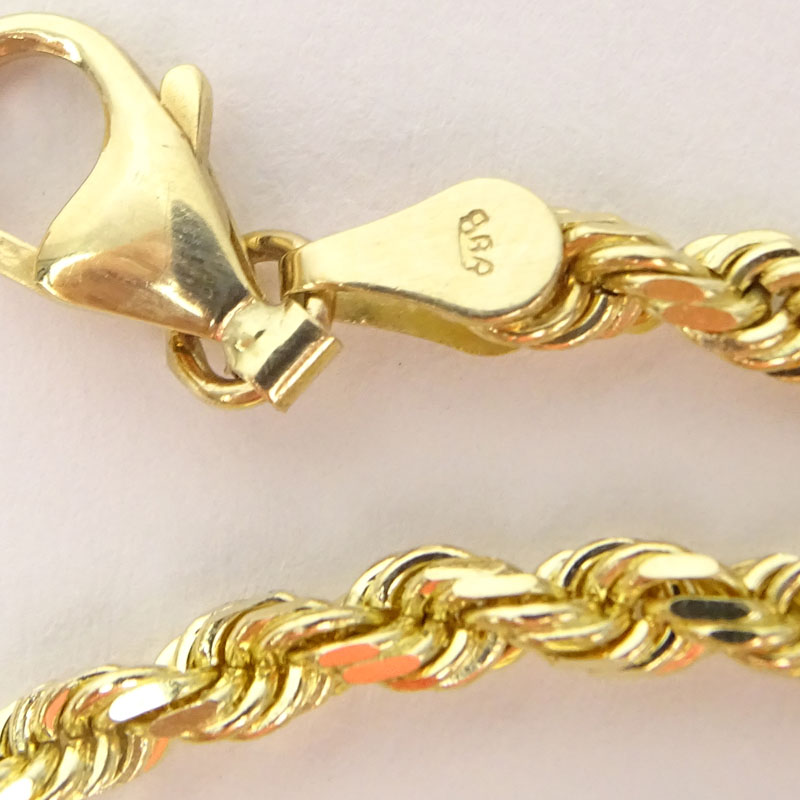 Man's Vintage 14 Karat Yellow Gold Diamond Cut Rope Chain Necklace.