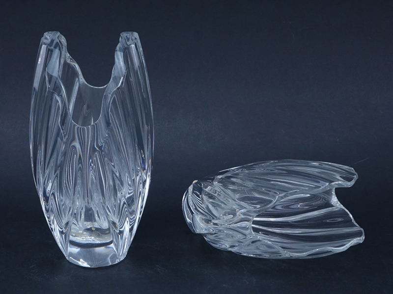 Two (2) Baccarat Crystal Vases. Signed R. Rigot, Baccarat.