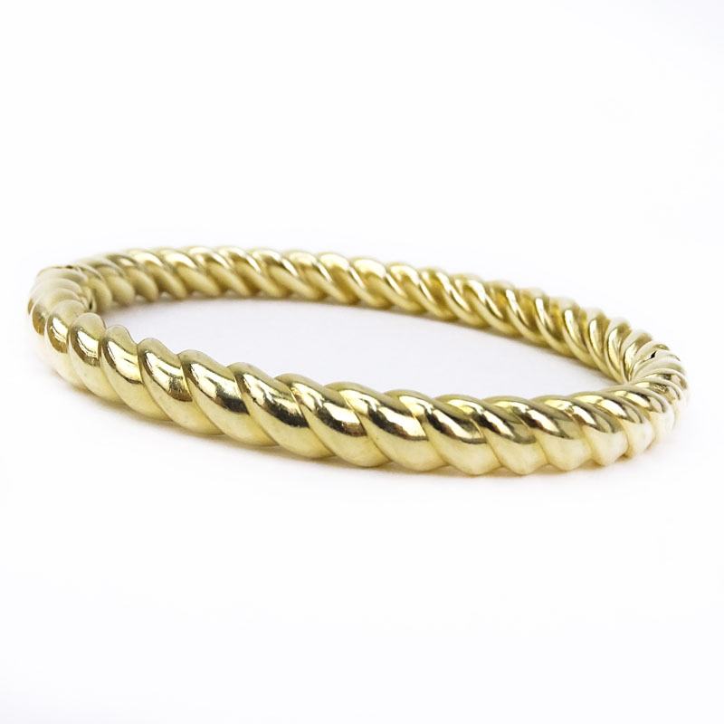 Vintage Italian 14 Karat Yellow Gold Hinged Bangle Bracelet.