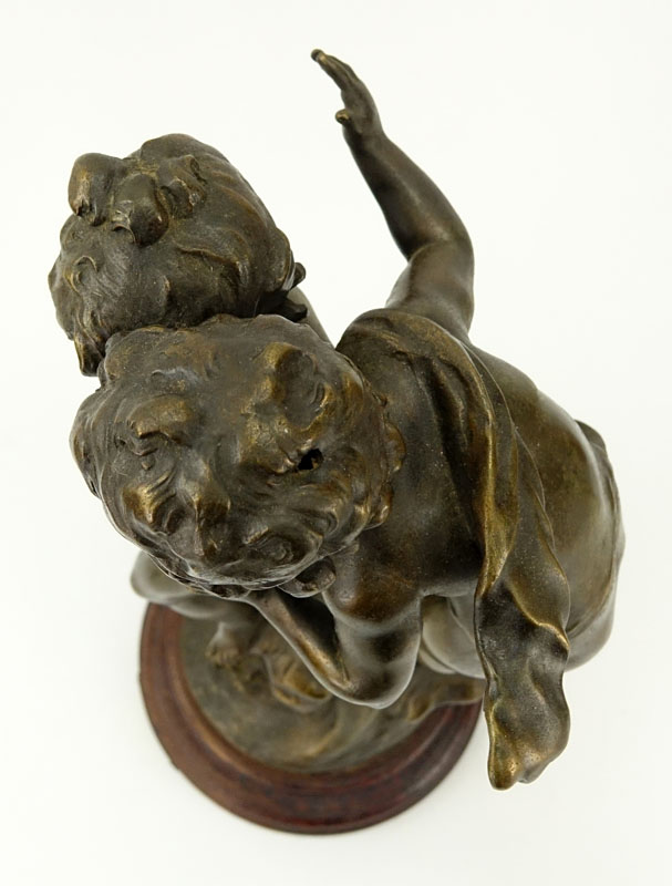 After: August Moreau, French (1834-1917) "Le Nid" White Metal Sculpture on Wooden Base.