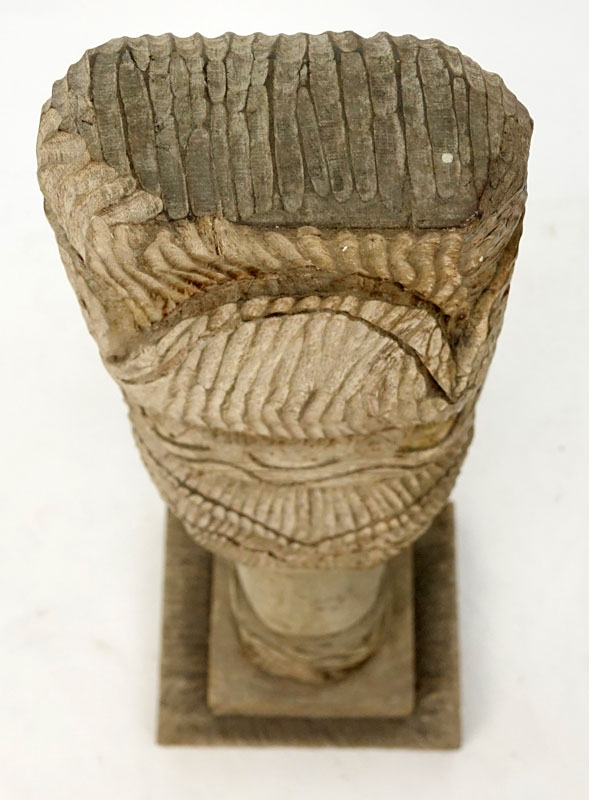 Large African Carved Wood Bust Of A Woman.