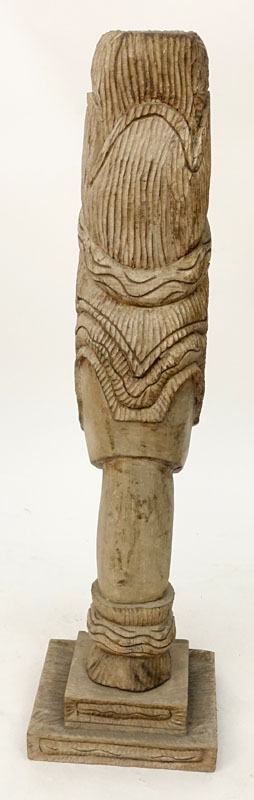 Large African Carved Wood Bust Of A Woman.