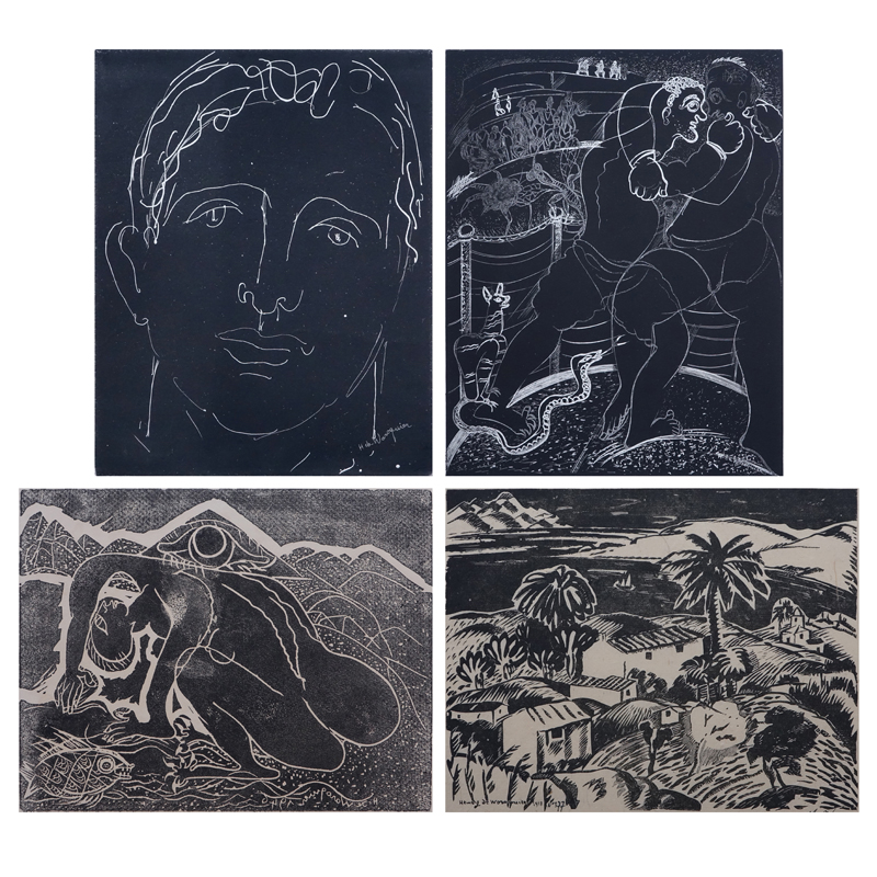 Henri de Waroquier, French (1881-1970) Lot of 4 Etchings.