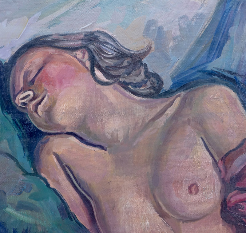 After: Zinaida After: Evgenievna Serebriakova, Russian (1884 - 1967) Oil on canvas "Reclining Nude". 