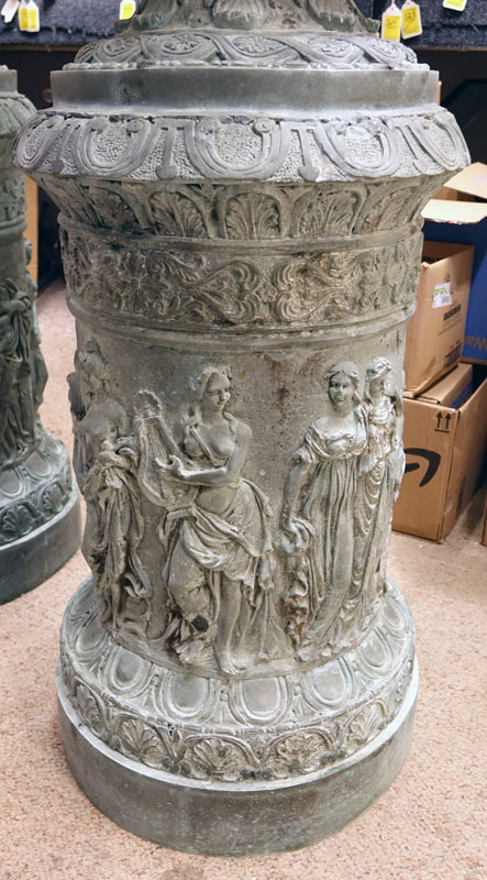 Pair of Monumental-Size  Neoclassical Style Bronze Urns.