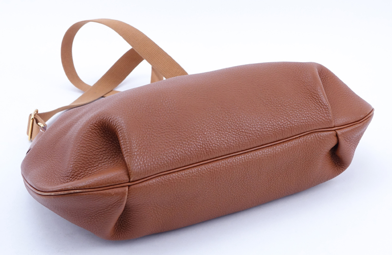 Hermes Brown Leather Cross Body Hobo Bag.