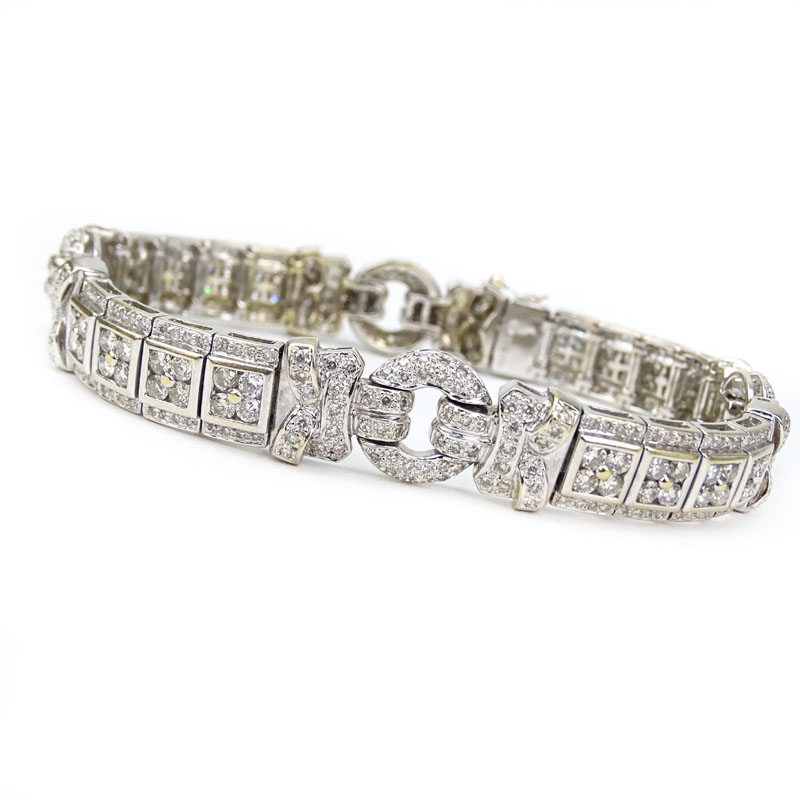 Vintage Approx. 7.75 Carat Round Brilliant Cut Diamond and 18 Karat White Gold Bracelet.