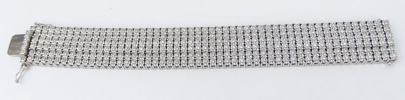 Man's Approx. 5.50 Carat Round Brilliant Cut Diamond and 14 Karat White Gold Bracelet.