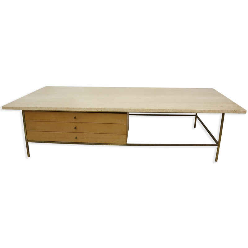 Paul McCobb for Calvin Group Mid-Century Marble Top Coffee Table.