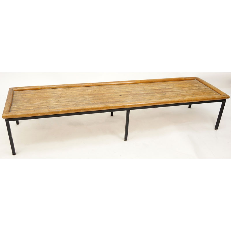 Mid Century Ribbed Wood Bench.