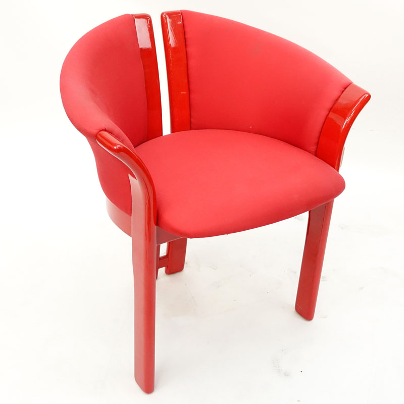 S.P.A. Tonon & C. Italy Red Upholstered Armchair.