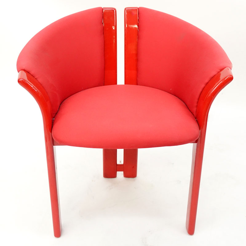 S.P.A. Tonon & C. Italy Red Upholstered Armchair.