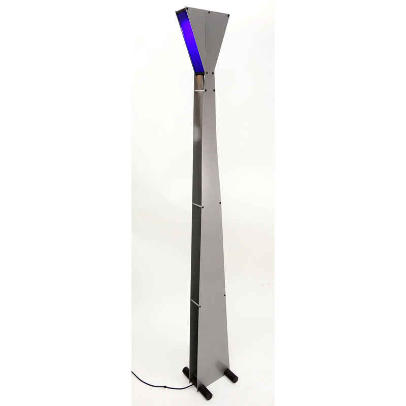 Attributed to George Kovacs Metal Floor Lamp with Blue Color Panels.