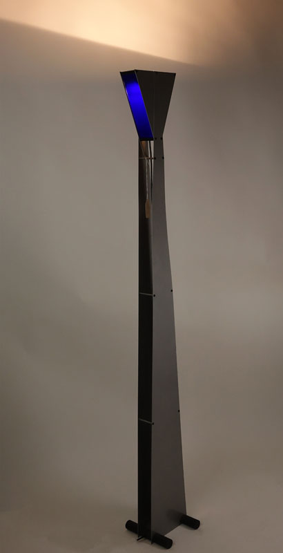 Attributed to George Kovacs Metal Floor Lamp with Blue Color Panels.