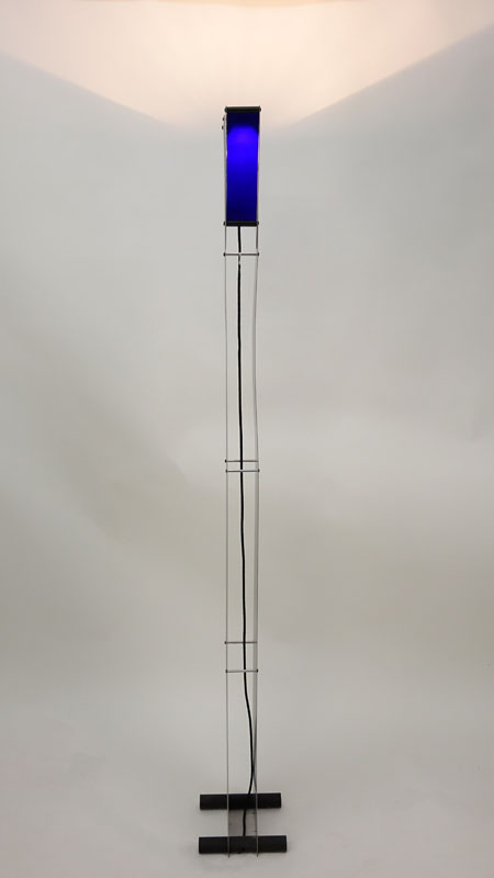 Attributed to George Kovacs Metal Floor Lamp with Blue Color Panels.