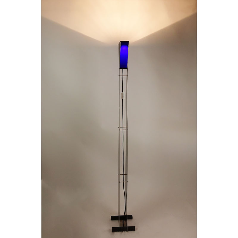 Attributed to George Kovacs Metal Floor Lamp with Blue Color Panels.