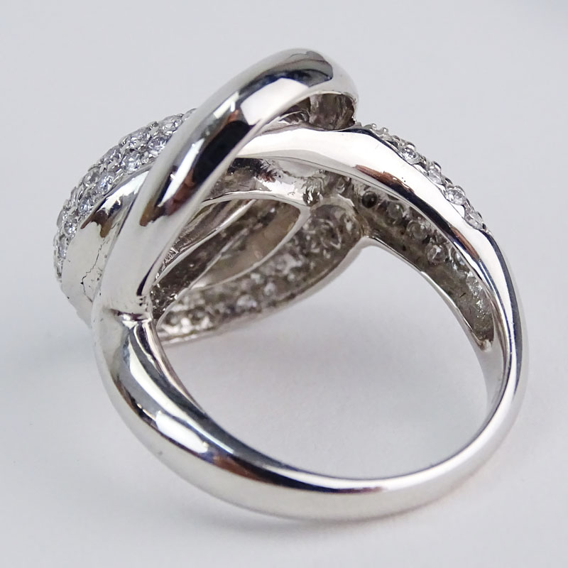 Approx. 1.77 Carat Pave Set Diamond and 14 Karat White Gold Ring.