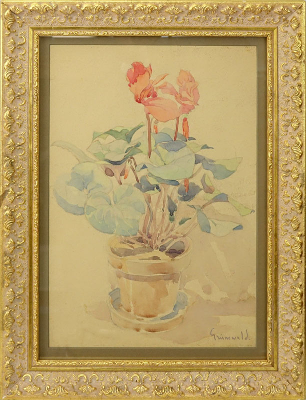 Isaac Grünewald, Swedish (1889-1946) Watercolor on Paper, Still Life with Cyclamen.