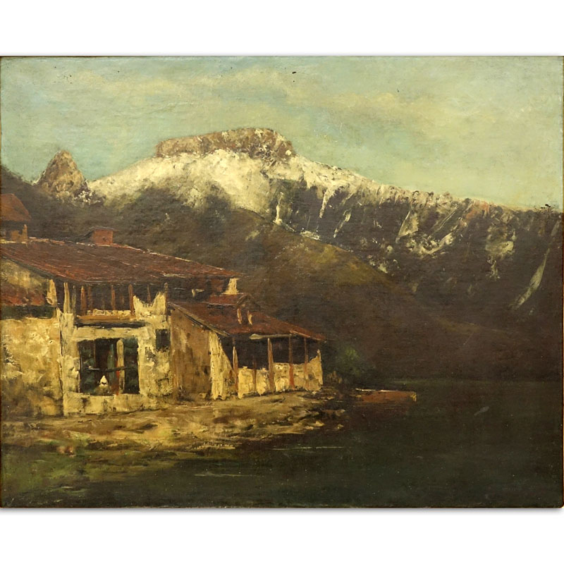 European School Oil On Canvas "Alpine Landscape". 