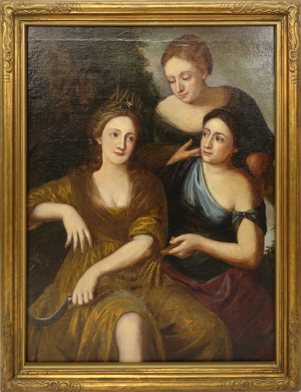 18/19th Century Old Master Style Oil on Canvas of Three Graces.