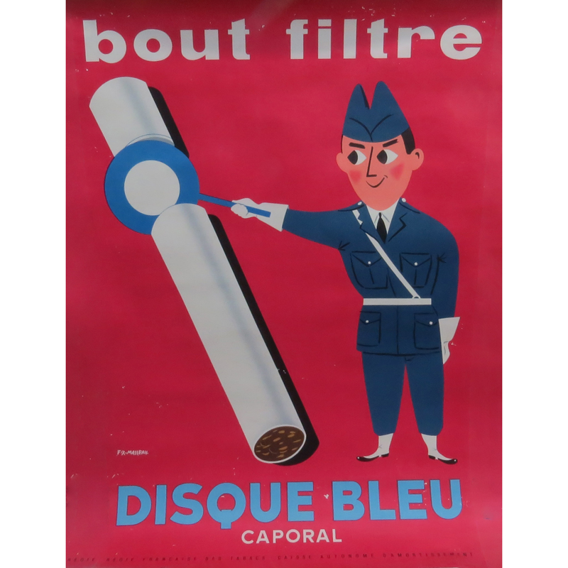 Pierre Fix-Masseau circa 1956 Bout Filtre Disque Bleu Caporal Poster.