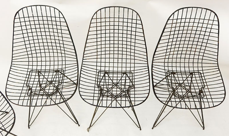 Four (4) Eames for Herman Miller Mid Century Wire Chairs.