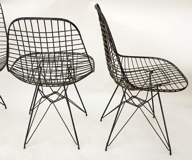 Four (4) Eames for Herman Miller Mid Century Wire Chairs.