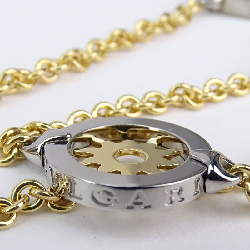 Vintage Bulgari 18 Karat Yellow Gold and Stainless Steel Tondo Sun Sautoir 36" Long Necklace.