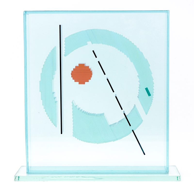 John Seitz, American (20th C.) Untitled Geometric Glass Sculpture Dated 1983.