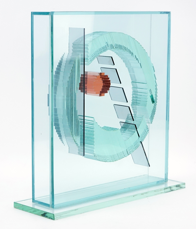 John Seitz, American (20th C.) Untitled Geometric Glass Sculpture Dated 1983.