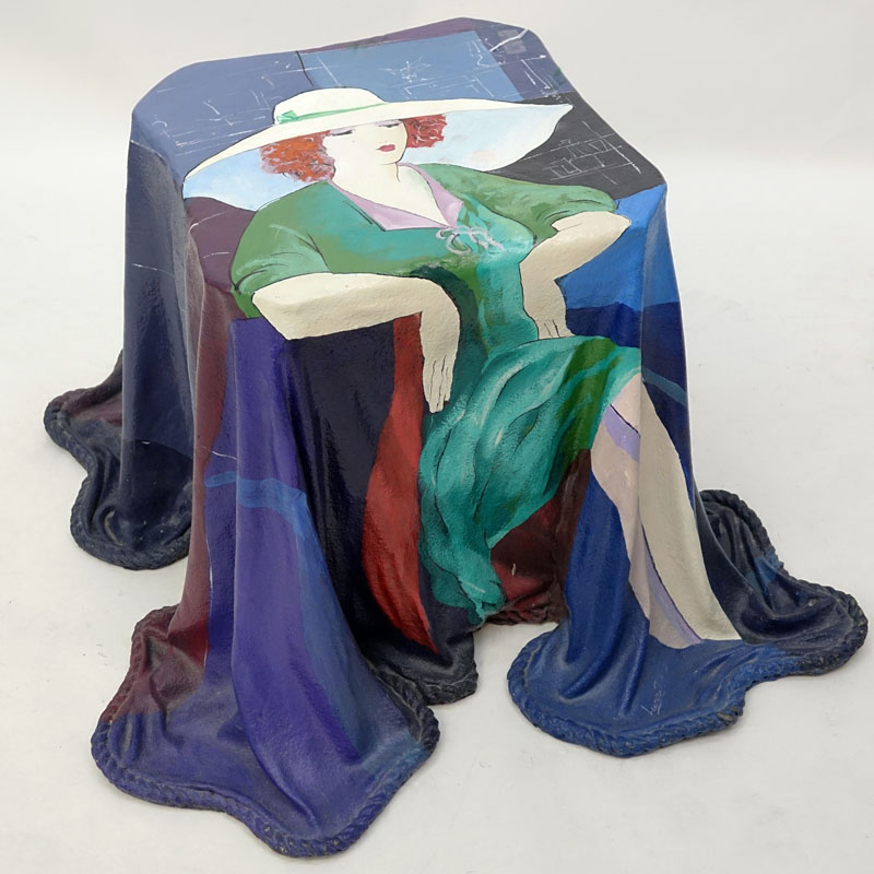 Contemporary Hand painted Molded Resin Occasional Table.