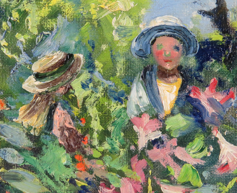 20th Century Oil on Canvas, Landscape with Flowers. Artist monogram lower right CA, possibly Cuno Amiet, Swiss (1868-1961). 