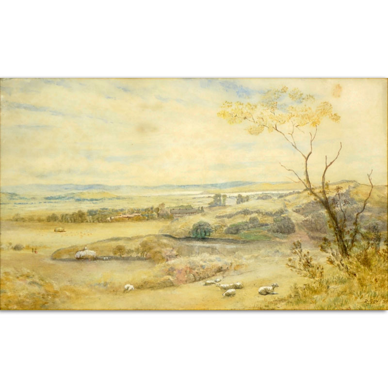 Watercolor on Paper of a Pastoral Scene Signed D. Cox and Dated '39 Lower Right.