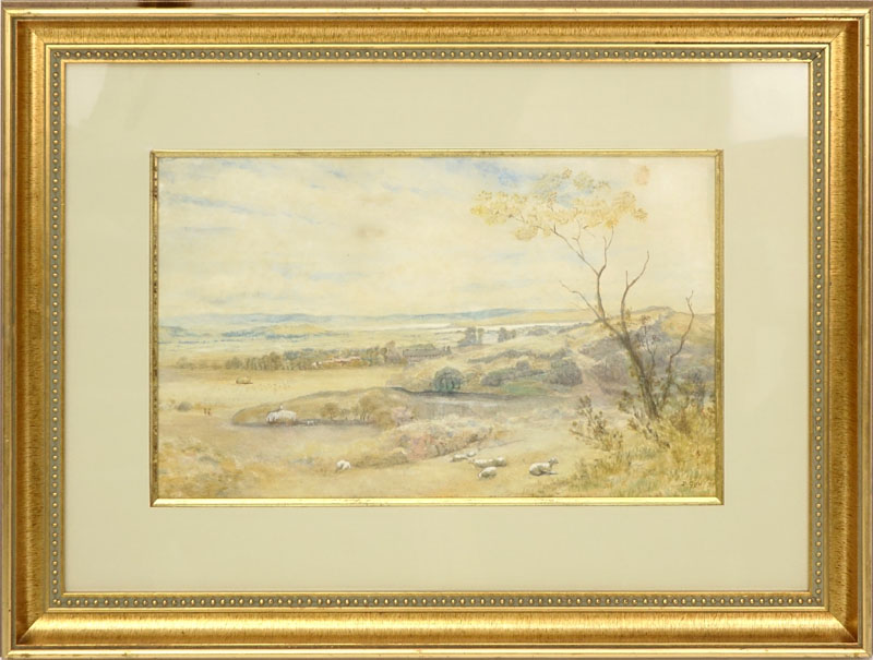 Watercolor on Paper of a Pastoral Scene Signed D. Cox and Dated '39 Lower Right.