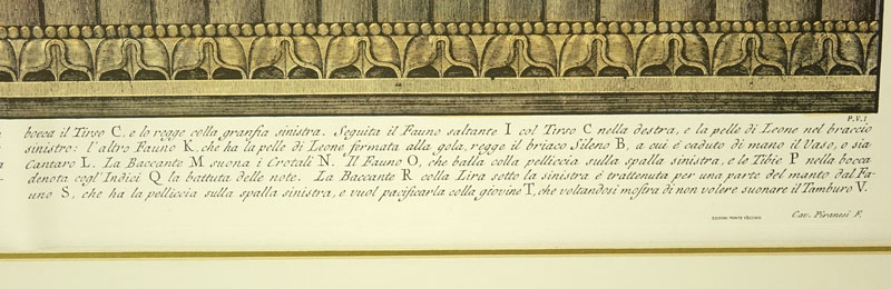 Two (2) Ornamental Frieze Engravings After Francesco Piranesi, Italian (born circa 1758-1810). Edizione Ponte Vecchio. 